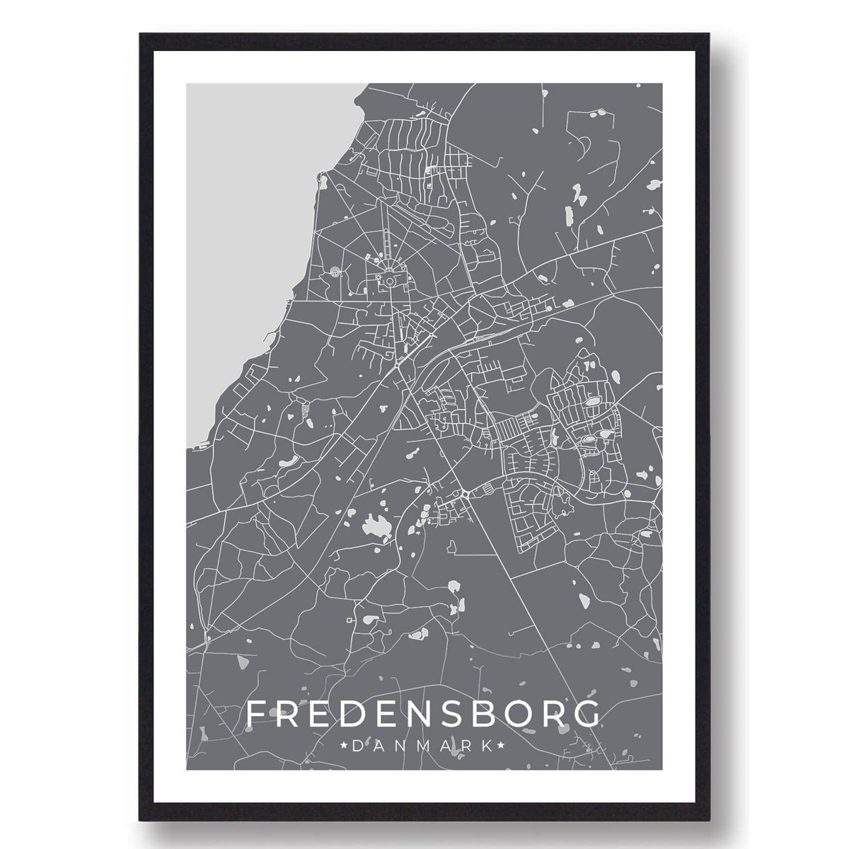 Fredensborg by plakat - grå (Størrelse: L - 50x70cm (B2))