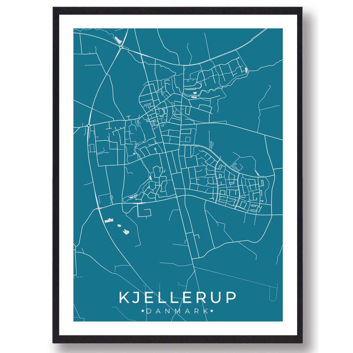 Kjellerup by plakat - blå (Størrelse: L - 50x70cm (B2))