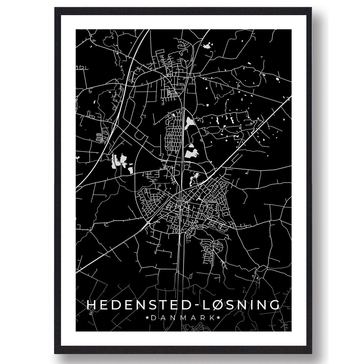 Hedensted-Løsning by plakat - sort (Størrelse: L - 50x70cm (B2))