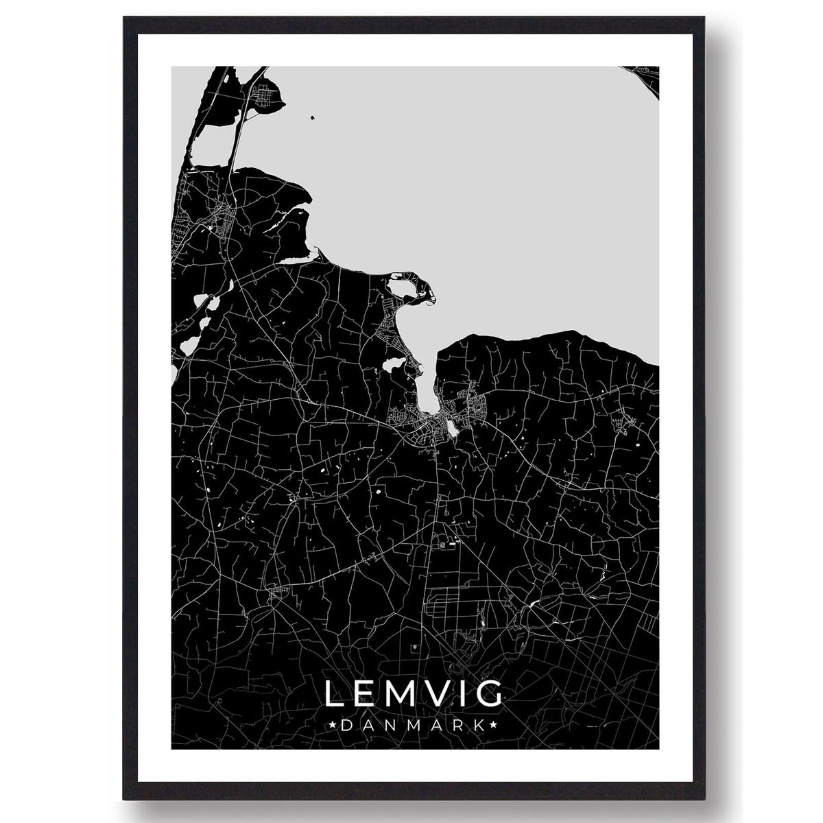 Lemvig by plakat - sort (Størrelse: L - 50x70cm (B2))