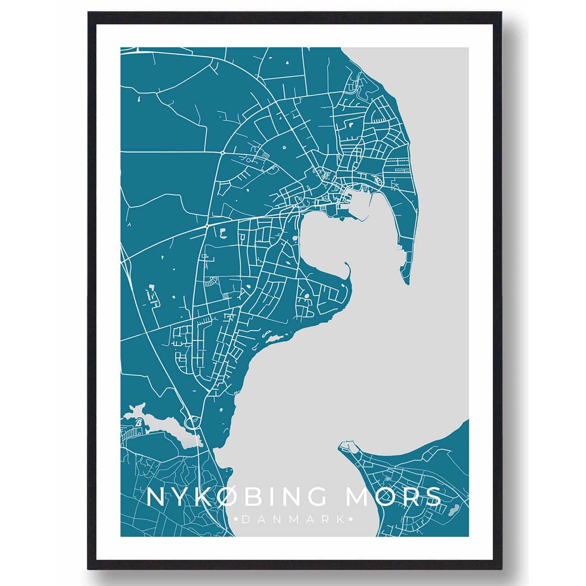 Nykøbing Mors plakat - blå (Størrelse: L - 50x70cm (B2))