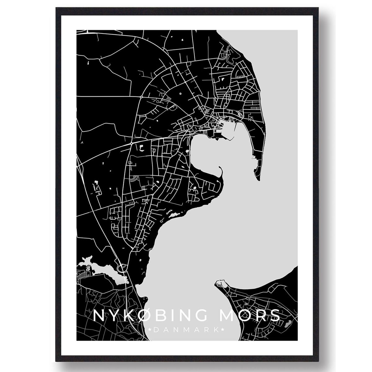 Nykøbing Mors plakat - sort (Størrelse: L - 50x70cm (B2))