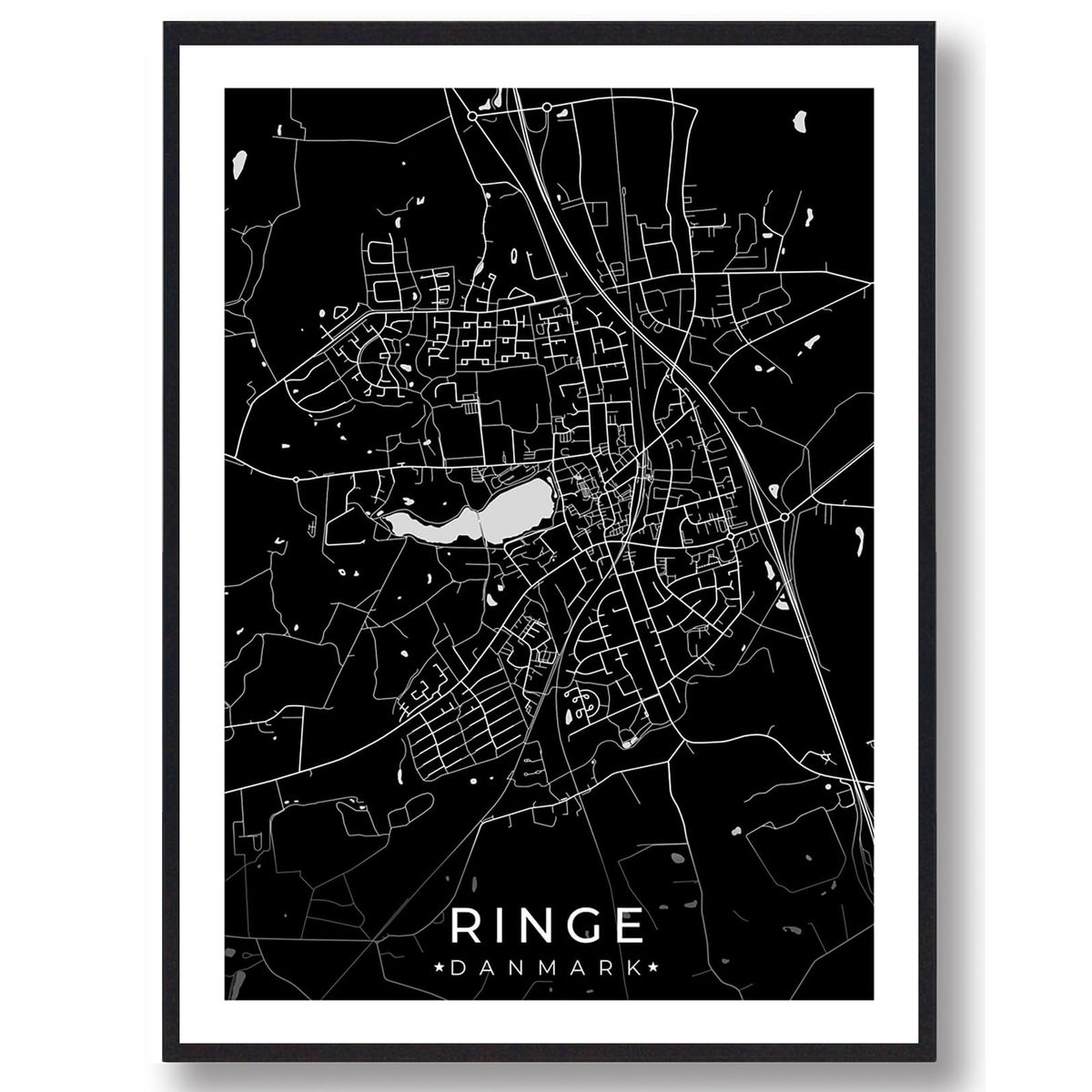 Ringe by plakat - sort (Størrelse: L - 50x70cm (B2))