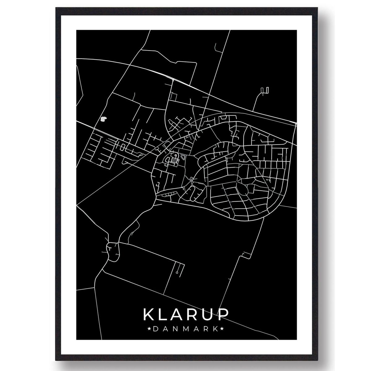 Klarup by plakat - sort (Størrelse: L - 50x70cm (B2))