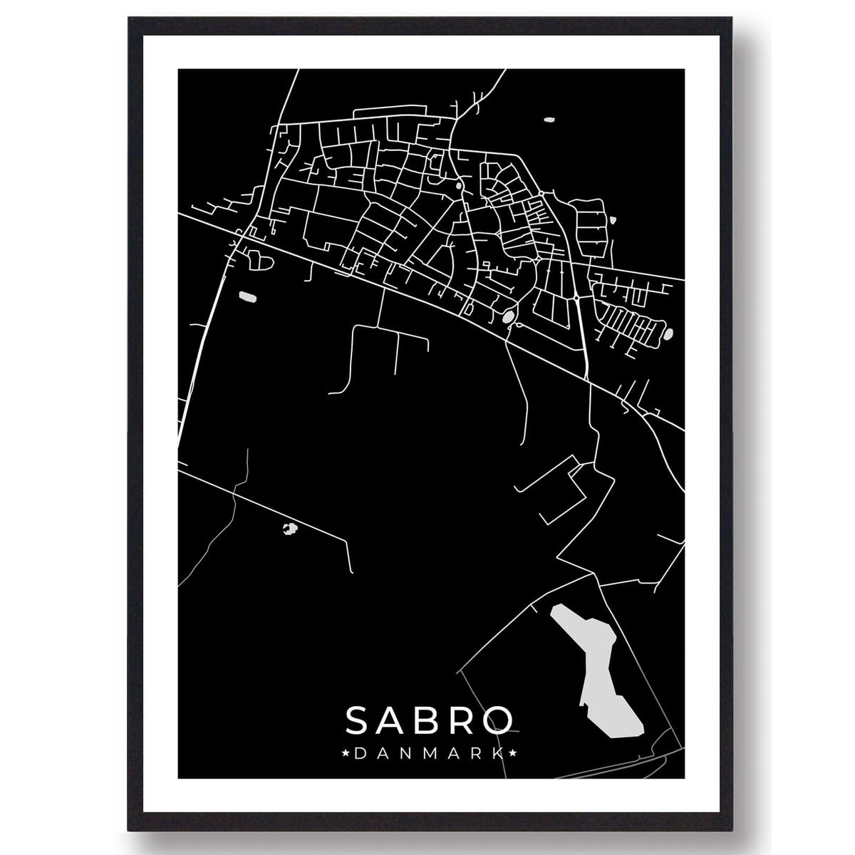 Sabro by plakat - sort (Størrelse: L - 50x70cm (B2))