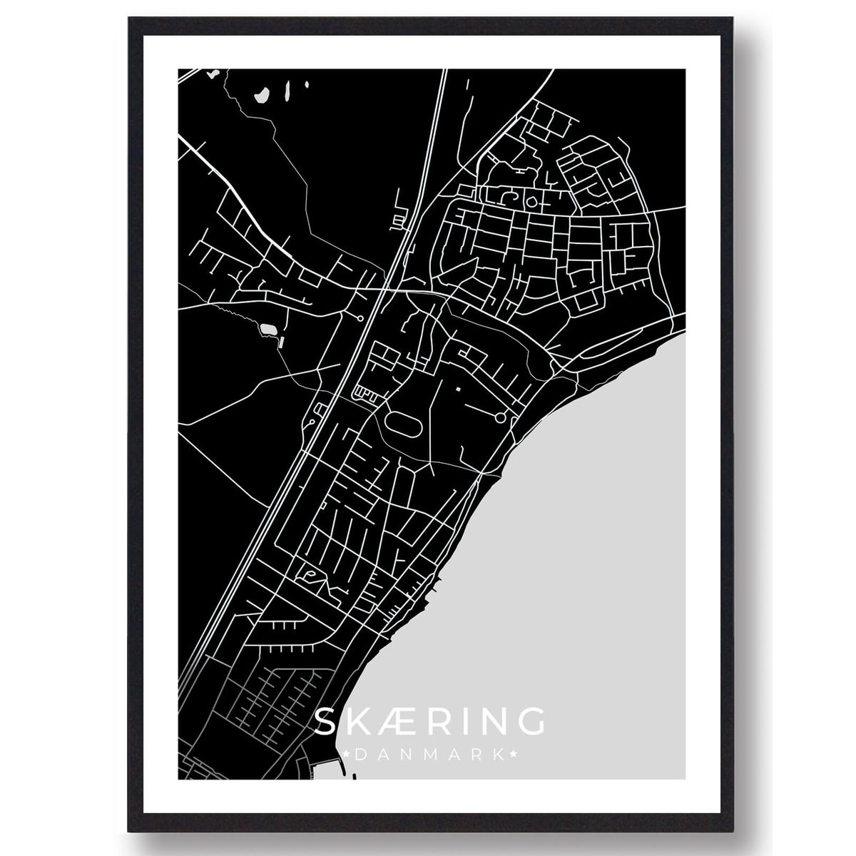 Skæring by plakat - sort (Størrelse: L - 50x70cm (B2))