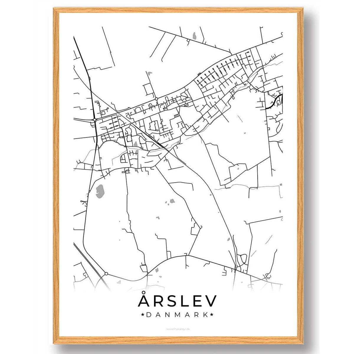 Årslev by plakat - hvid (Størrelse: L - 50x70cm (B2))