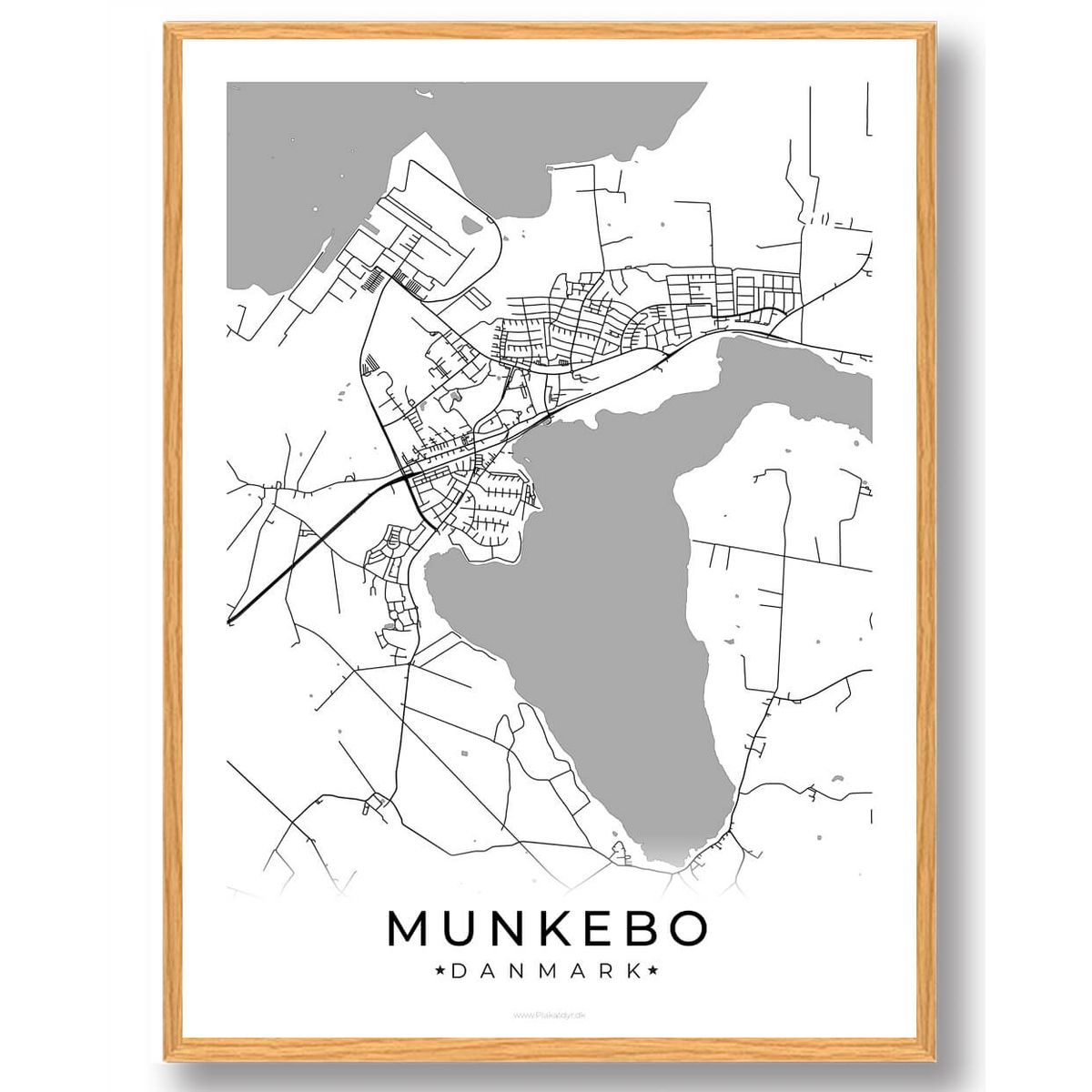 Munkebo by plakat - hvid (Størrelse: L - 50x70cm (B2))