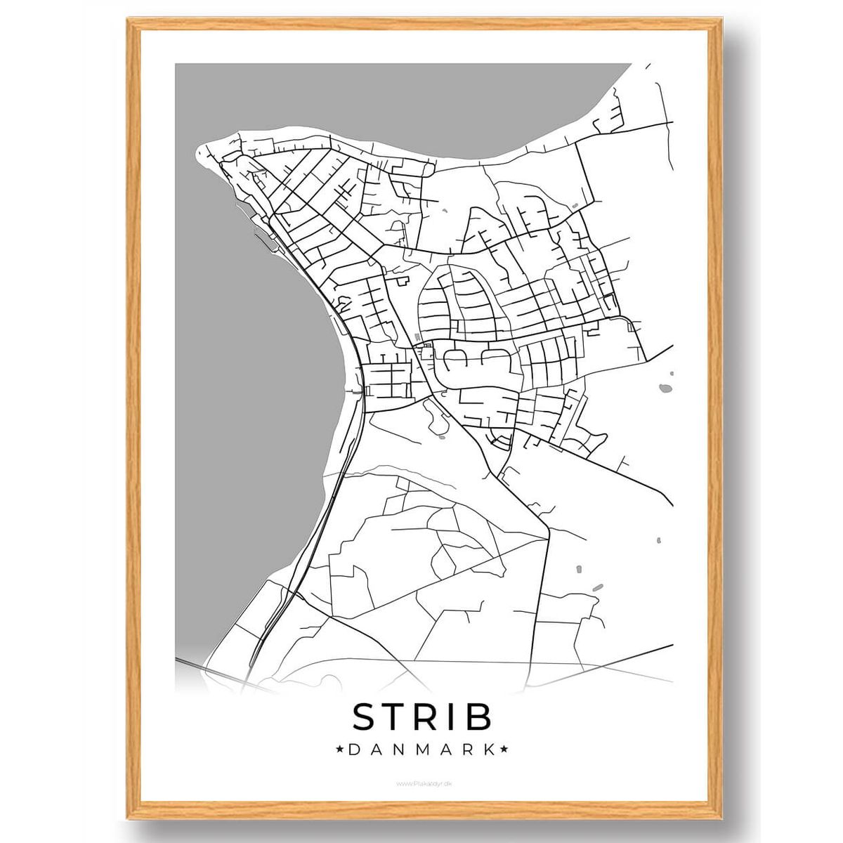 Strib by plakat - hvid (Størrelse: L - 50x70cm (B2))