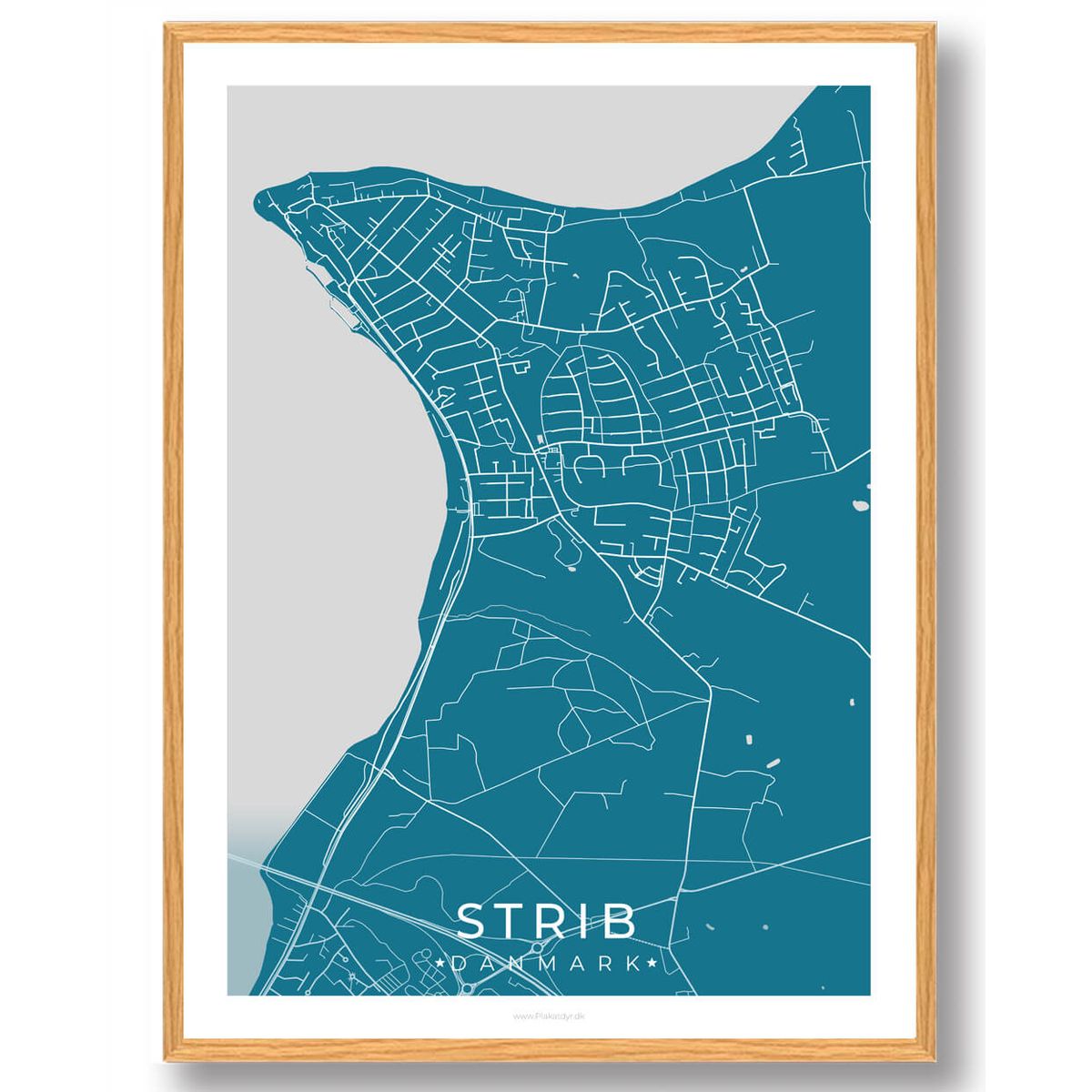 Strib by plakat - blå (Størrelse: L - 50x70cm (B2))