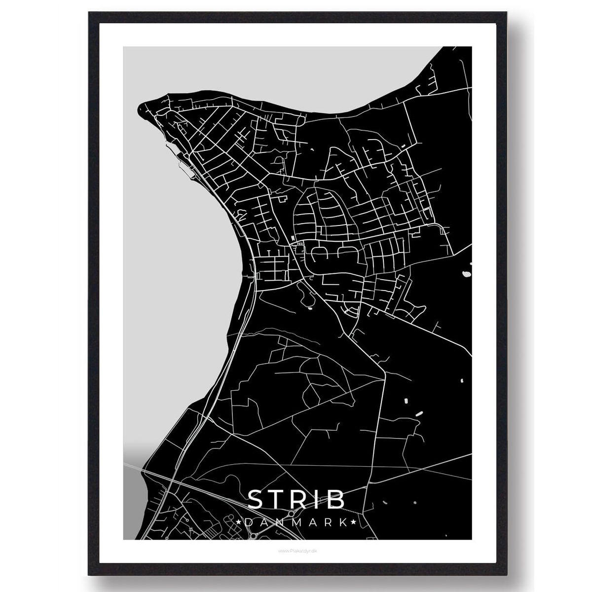 Strib by plakat - sort (Størrelse: L - 50x70cm (B2))