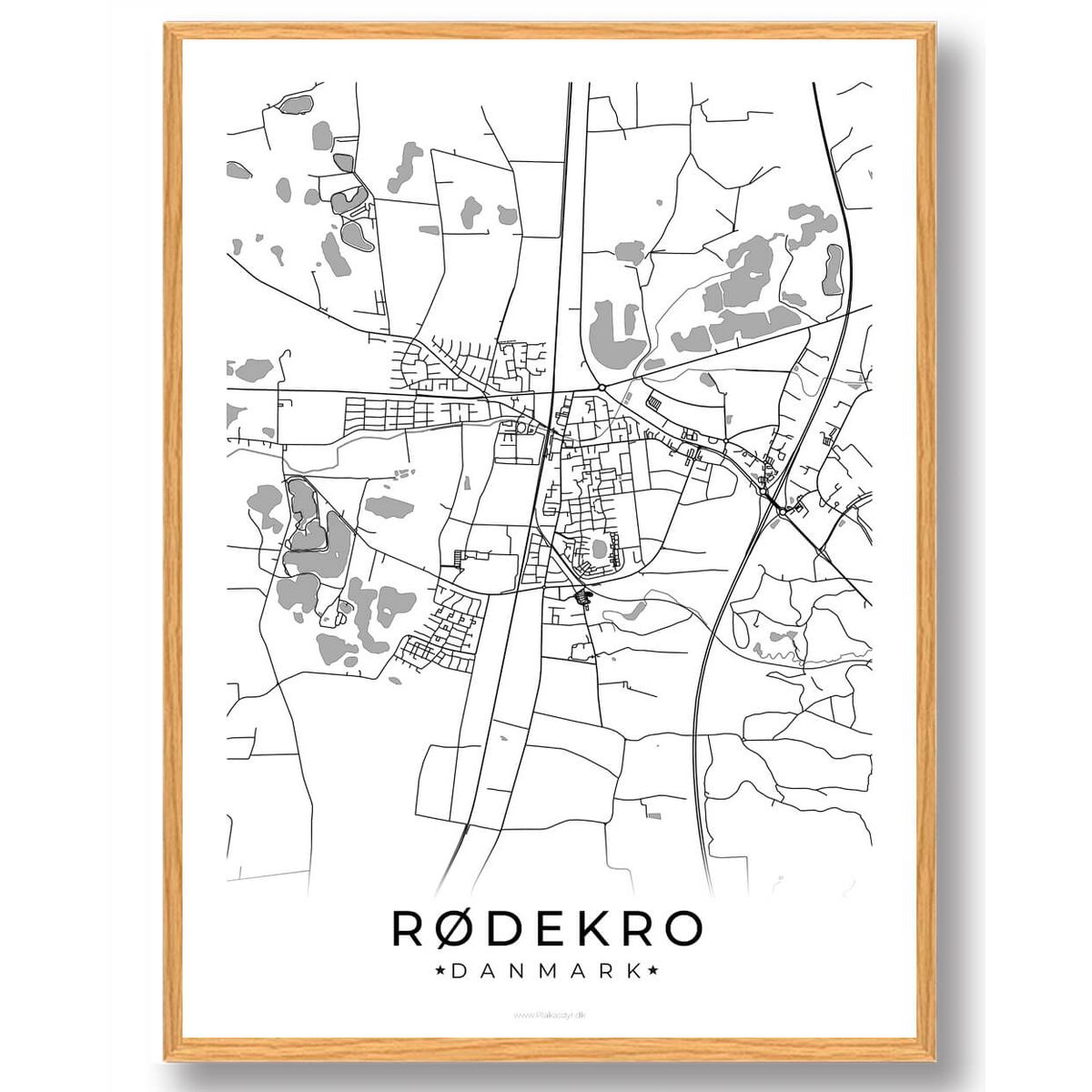 Rødekro by plakat - hvid (Størrelse: L - 50x70cm (B2))