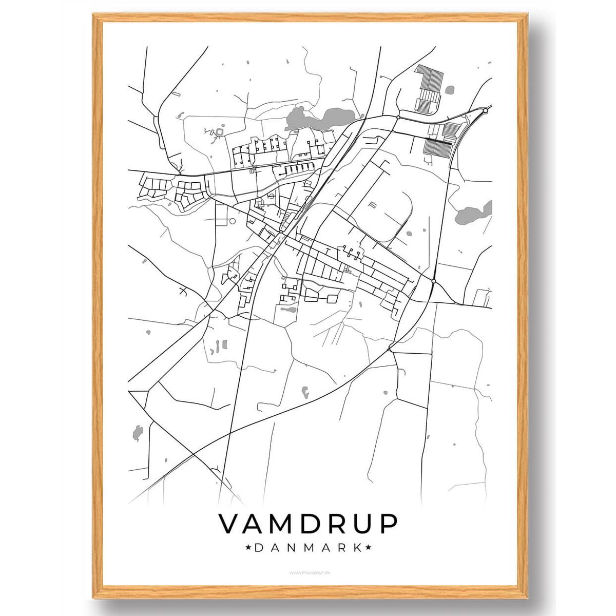 Vamdrup by plakat - hvid (Størrelse: L - 50x70cm (B2))