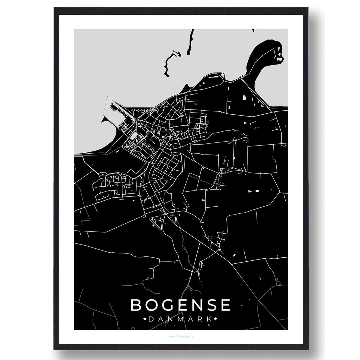 Bogense by plakat - sort (Størrelse: L - 50x70cm (B2))