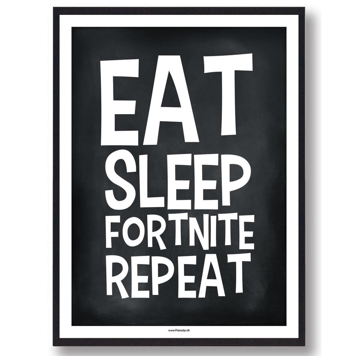 Eat, sleep, fortnite, repeat (sort) - plakat (Størrelse: L - 50x70cm (B2))