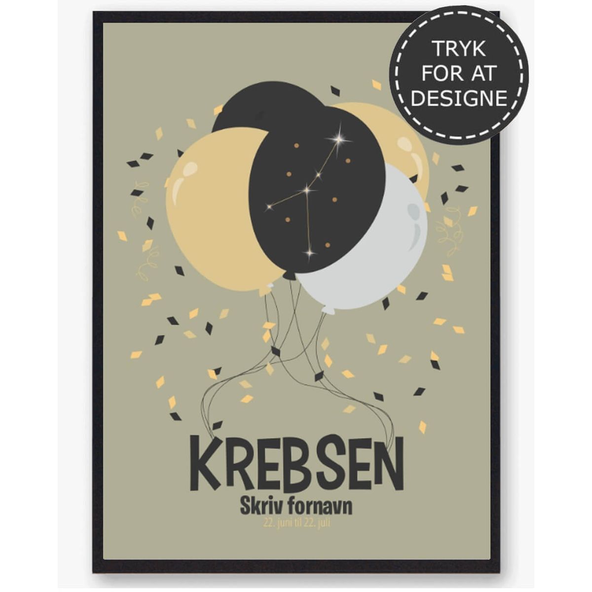 Stjernetegn krebsen - personlig plakat (Størrelse: L - 50x70cm (B2))