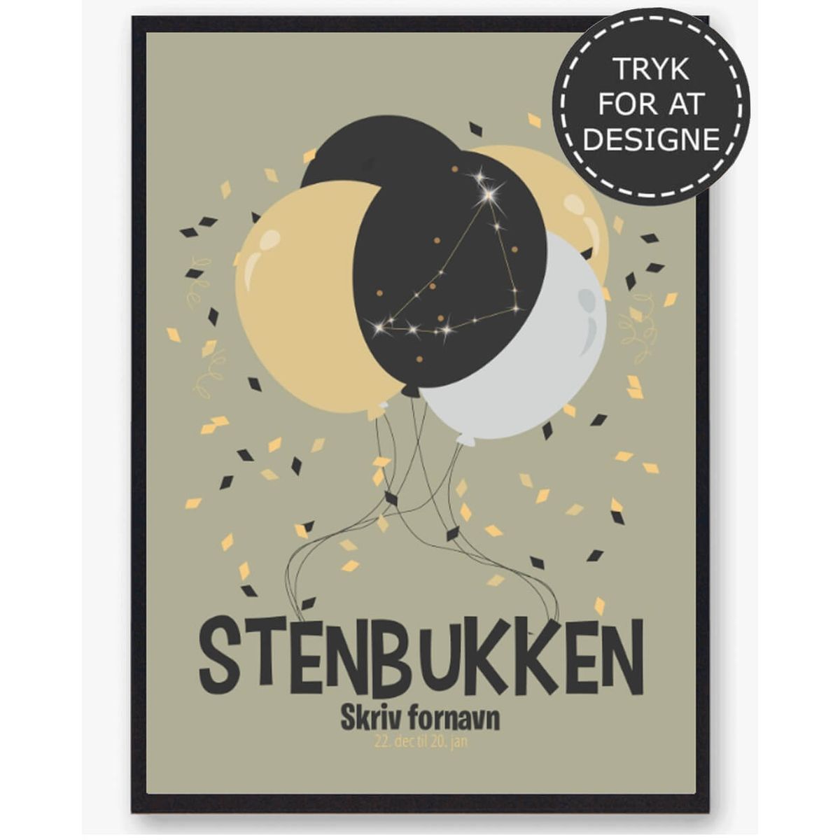 Stjernetegn stenbukken - personlig plakat (Størrelse: L - 50x70cm (B2))