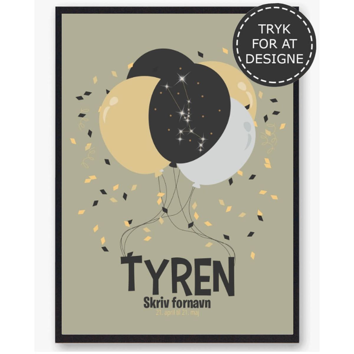 Stjernetegn tyren - personlig plakat (Størrelse: L - 50x70cm (B2))