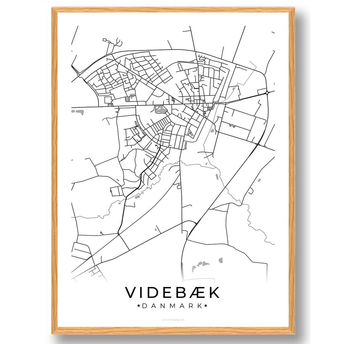 Videbæk by plakat - hvid (Størrelse: L - 50x70cm (B2))