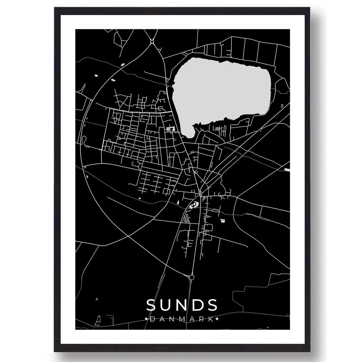 Sunds by plakat - sort (Størrelse: L - 50x70cm (B2))