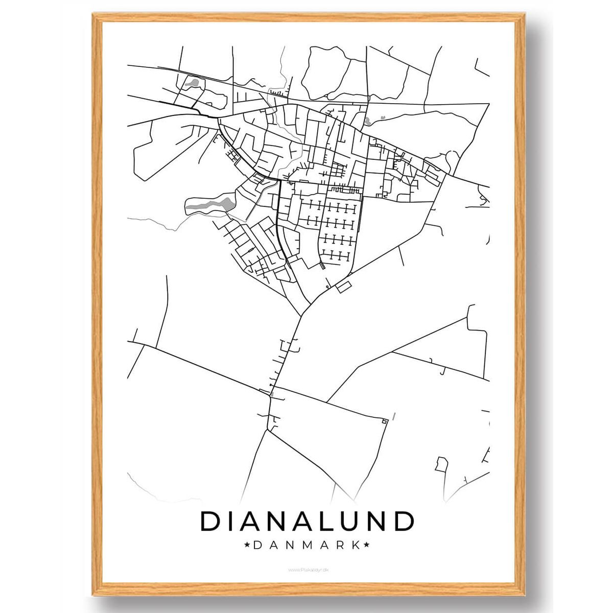 Dianalund by plakat - hvid (Størrelse: L - 50x70cm (B2))