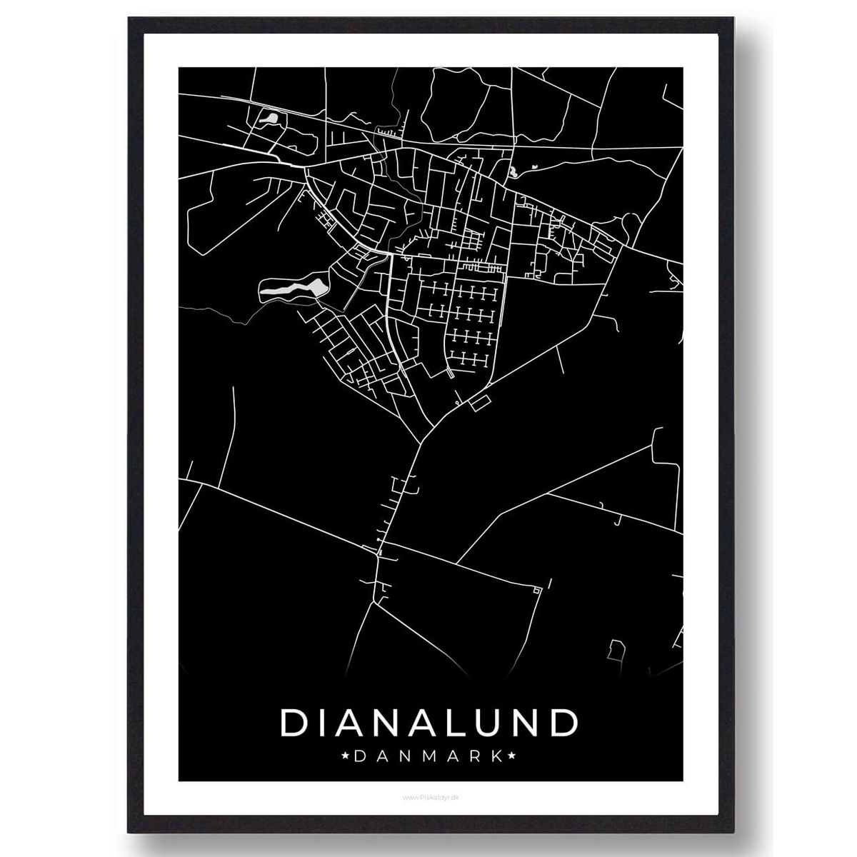 Dianalund by plakat - sort (Størrelse: L - 50x70cm (B2))