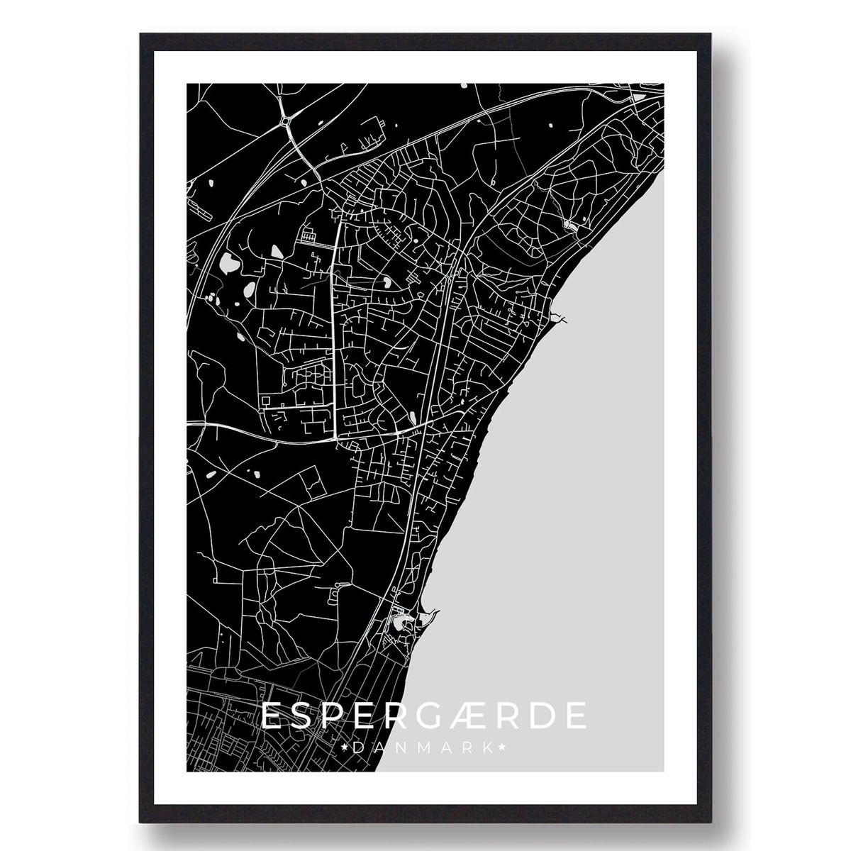 Espergærde by plakat - sort (Størrelse: L - 50x70cm (B2))