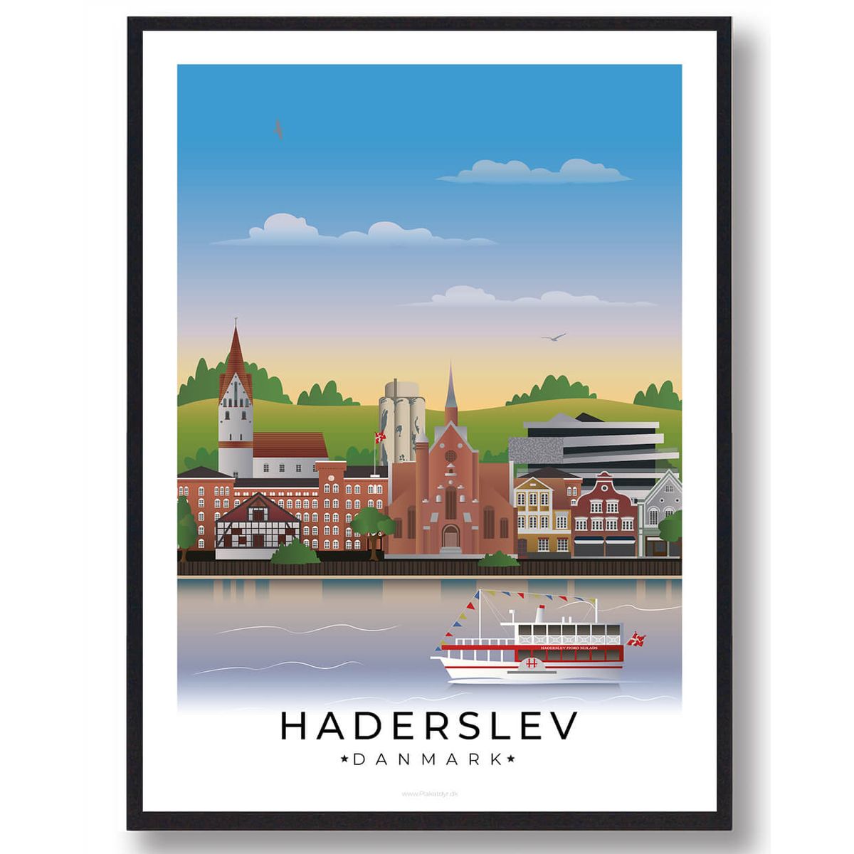 Haderslev plakat med hvid kant (RESTPARTI) (Størrelse: M - 30x40cm)