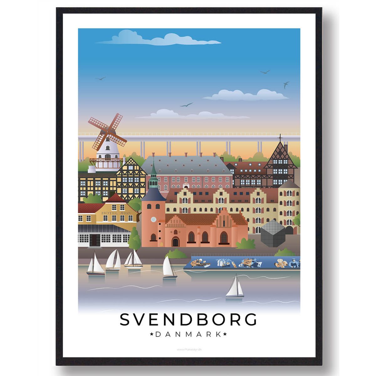 Svendborg plakat med hvid kant (RESTPARTI) (Størrelse: L - 50x70cm (B2))