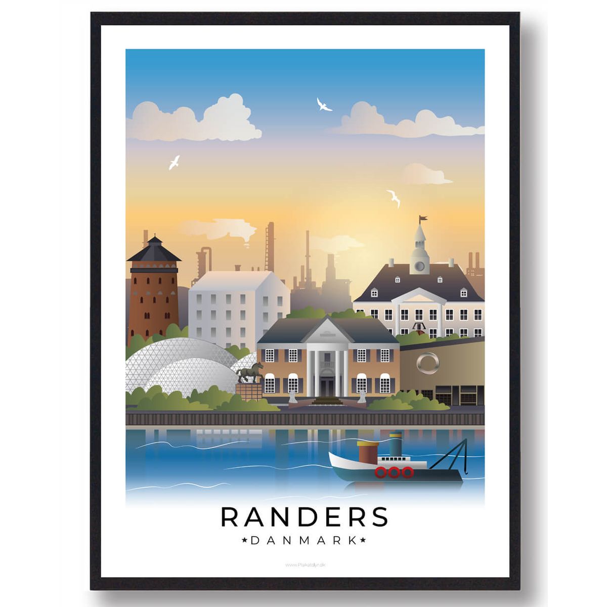 Randers byplakat med hvid kant (RESTPARTI) (Størrelse: M - 30x40cm)