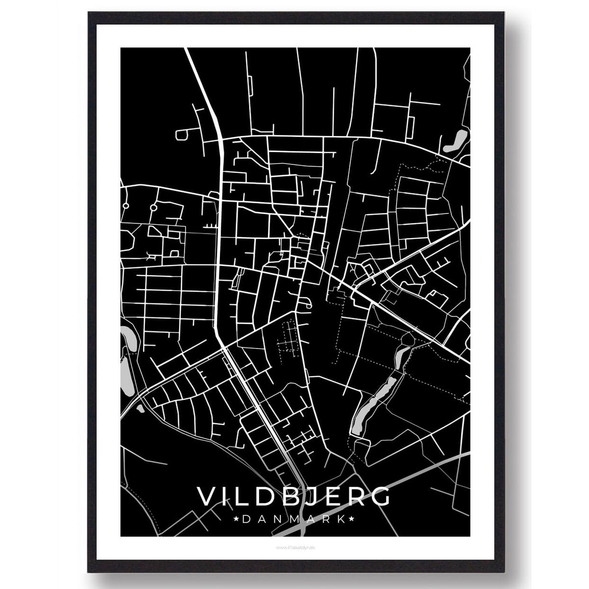 Vildbjerg plakat - mørkeblå (Størrelse: L - 50x70cm (B2))