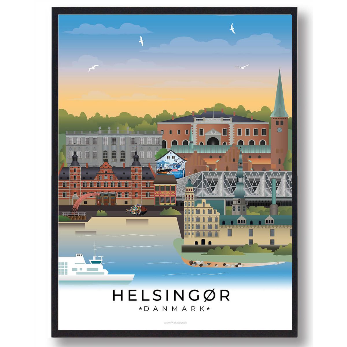 Helsingør byplakat (RESTPARTI) (Størrelse: L - 50x70cm (B2))