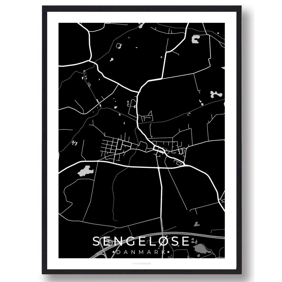 Sengeløse by plakat - sort (Størrelse: L - 50x70cm (B2))