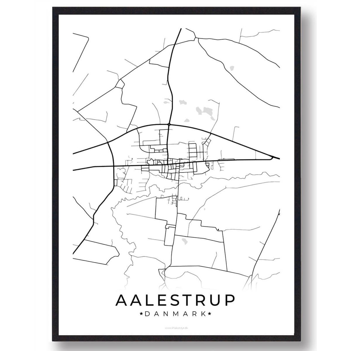 Aalestrup by plakat - hvid (Størrelse: L - 50x70cm (B2))