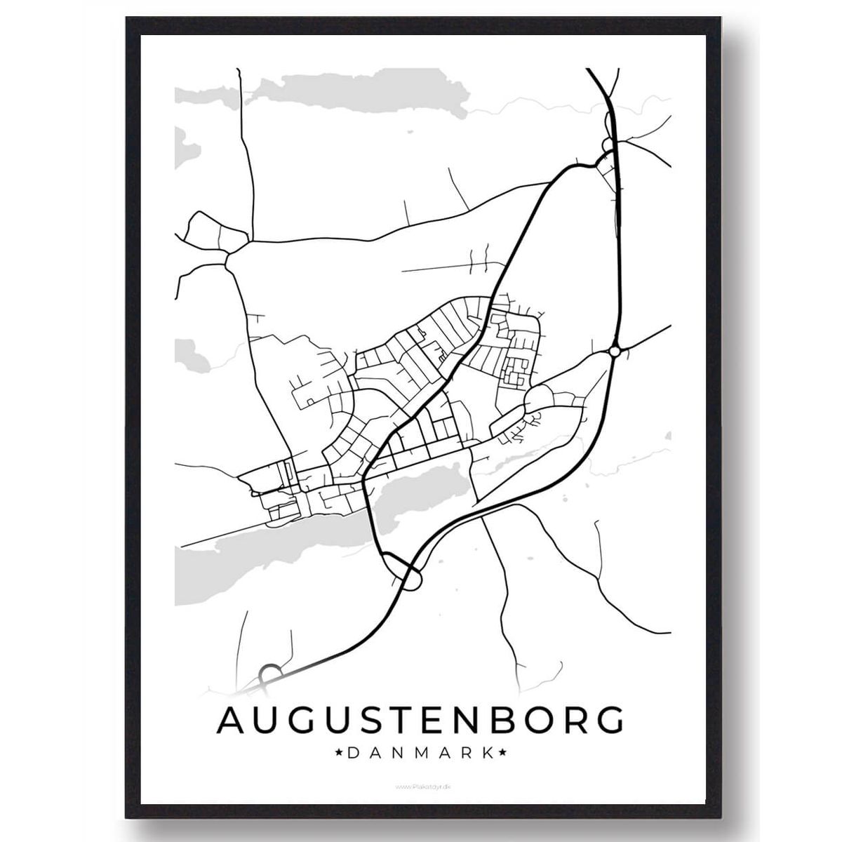 Augustenborg by plakat - hvid (Størrelse: L - 50x70cm (B2))