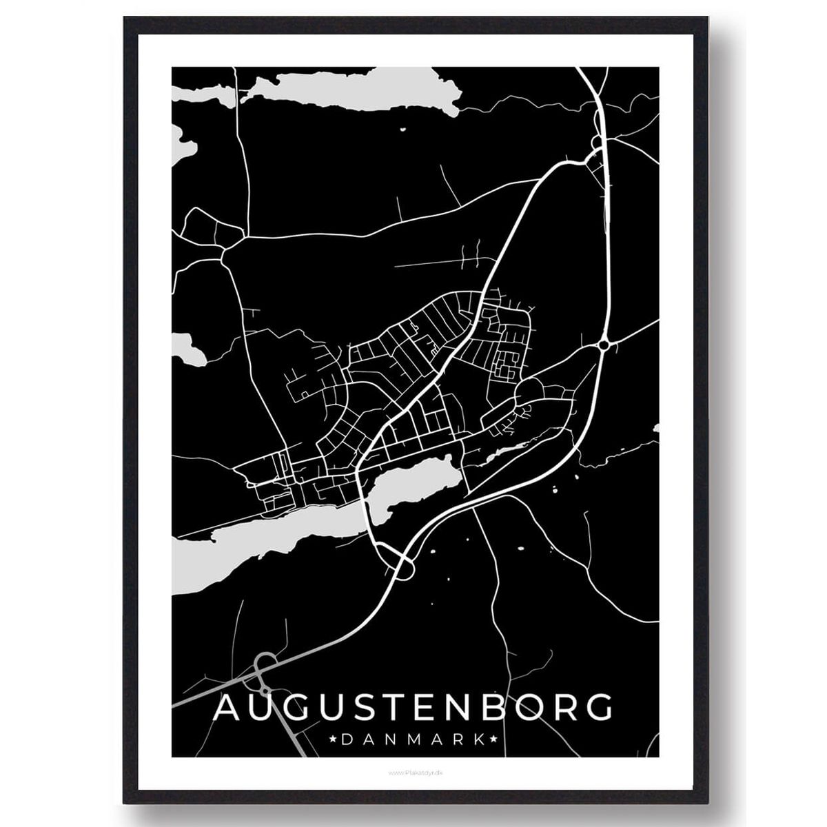 Augustenborg by plakat - sort (Størrelse: L - 50x70cm (B2))