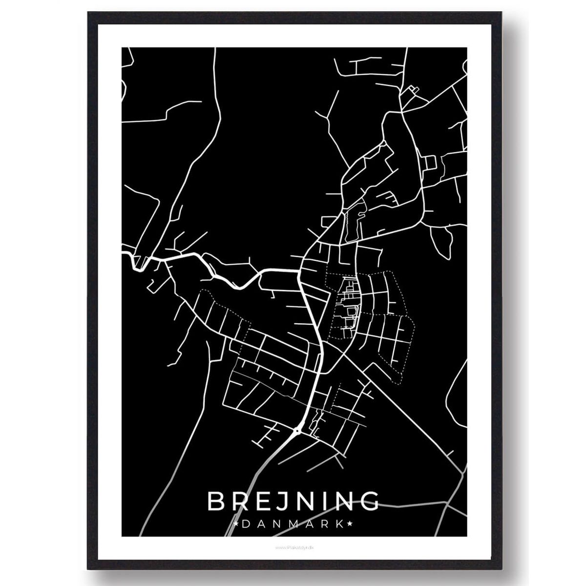 Brejning by plakat - sort (Størrelse: L - 50x70cm (B2))