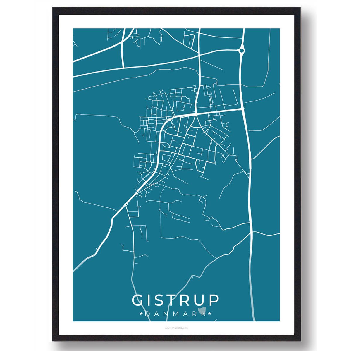 Gistrup by plakat - blå (Størrelse: L - 50x70cm (B2))