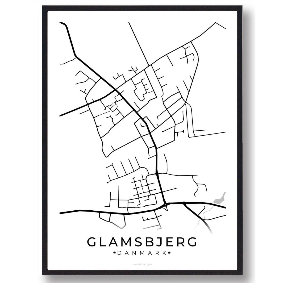 Glamsbjerg by plakat - hvid (Størrelse: L - 50x70cm (B2))