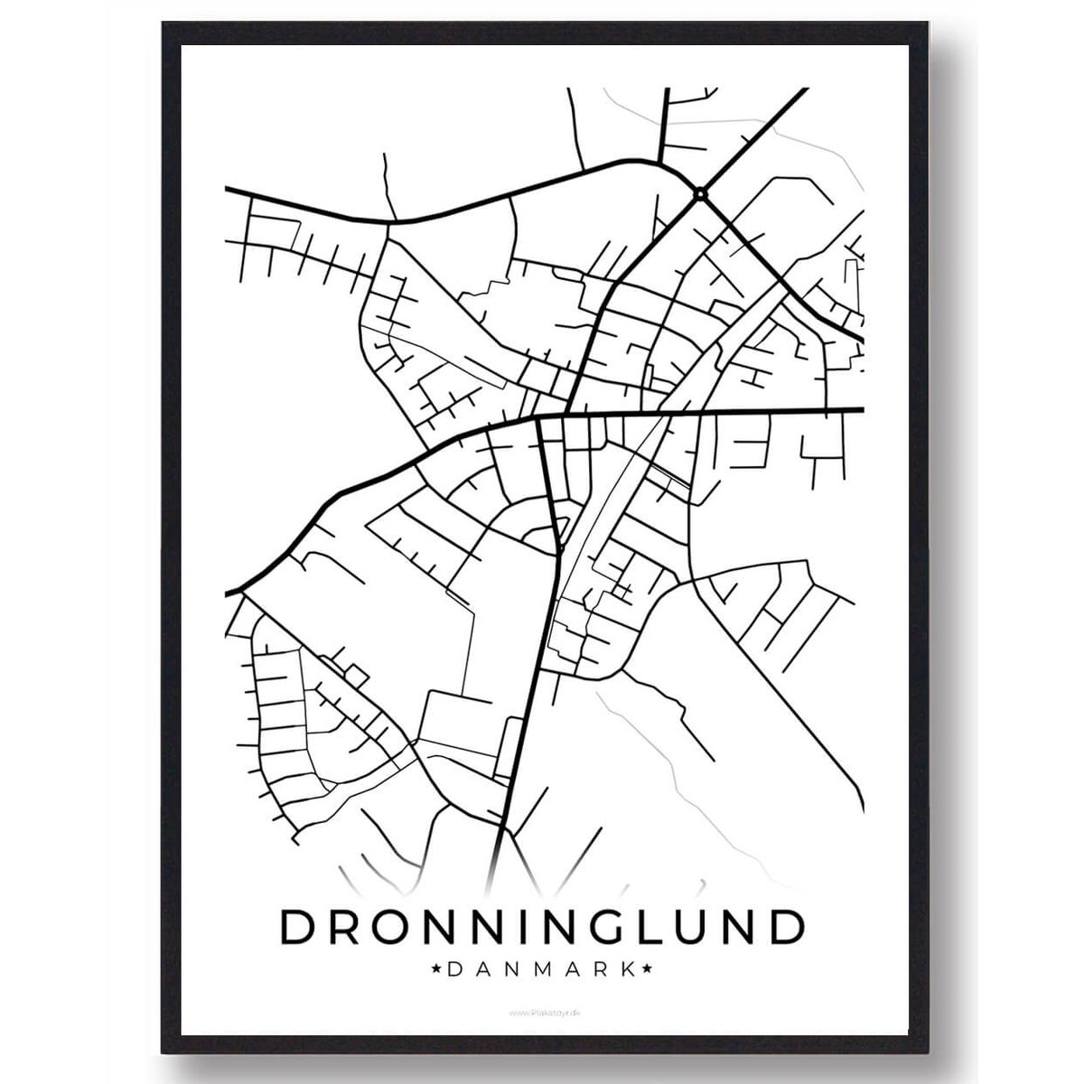 Dronninglund by plakat - hvid (Størrelse: L - 50x70cm (B2))