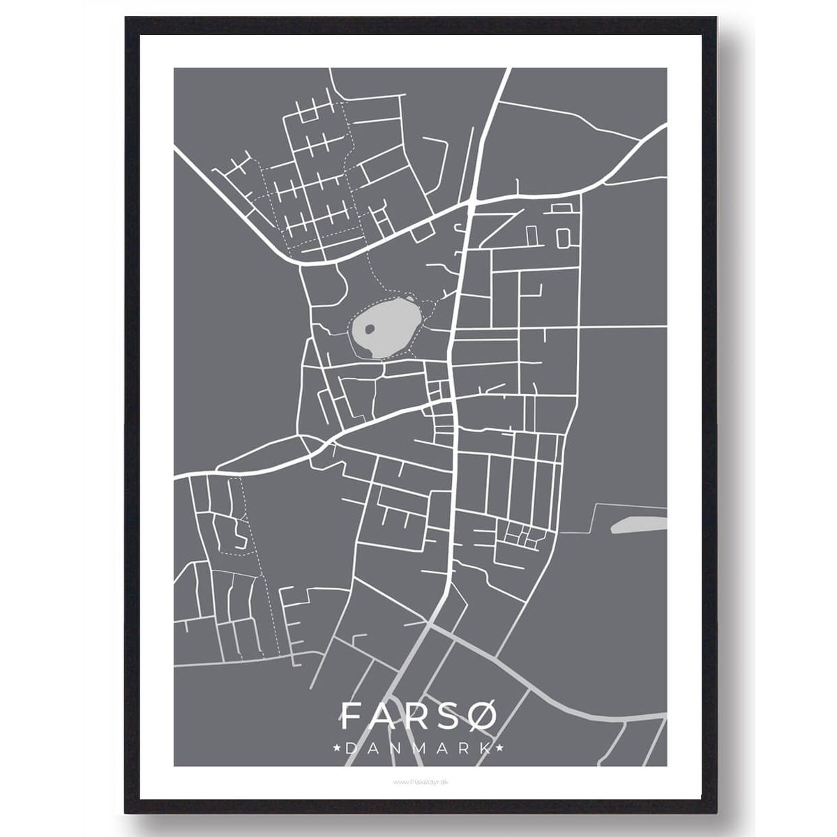 Farsø by plakat - grå (Størrelse: L - 50x70cm (B2))