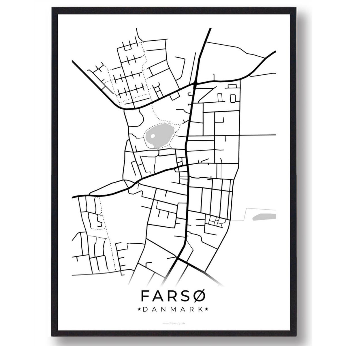 Farsø by plakat - hvid (Størrelse: L - 50x70cm (B2))