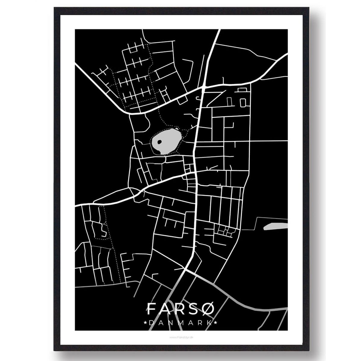 Farsø by plakat - sort (Størrelse: L - 50x70cm (B2))