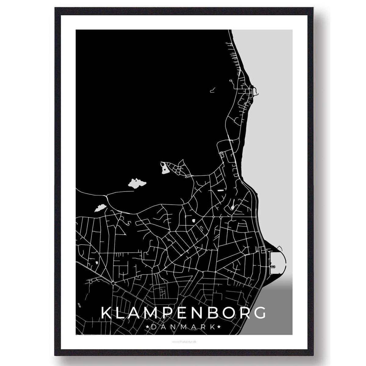 Klampenborg by plakat - sort (Størrelse: L - 50x70cm (B2))