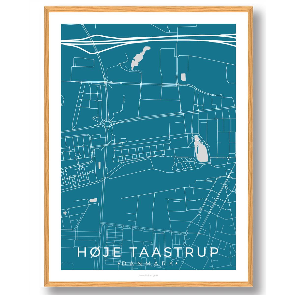 Høje-Taastrup by plakat - blå (Størrelse: L - 50x70cm (B2))