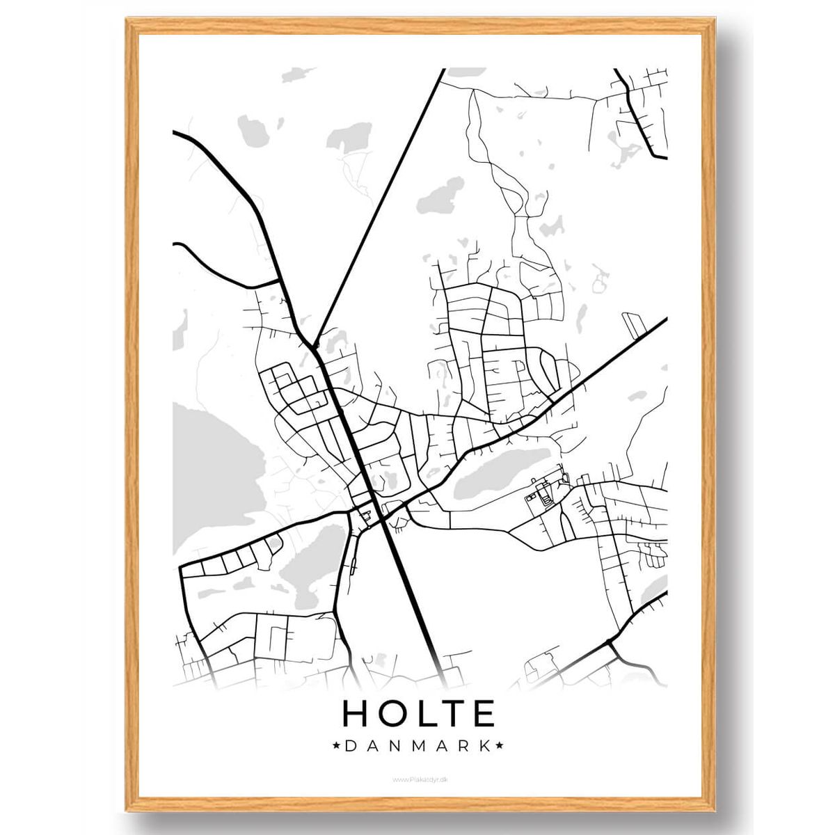 Holte by plakat - hvid (Størrelse: L - 50x70cm (B2))