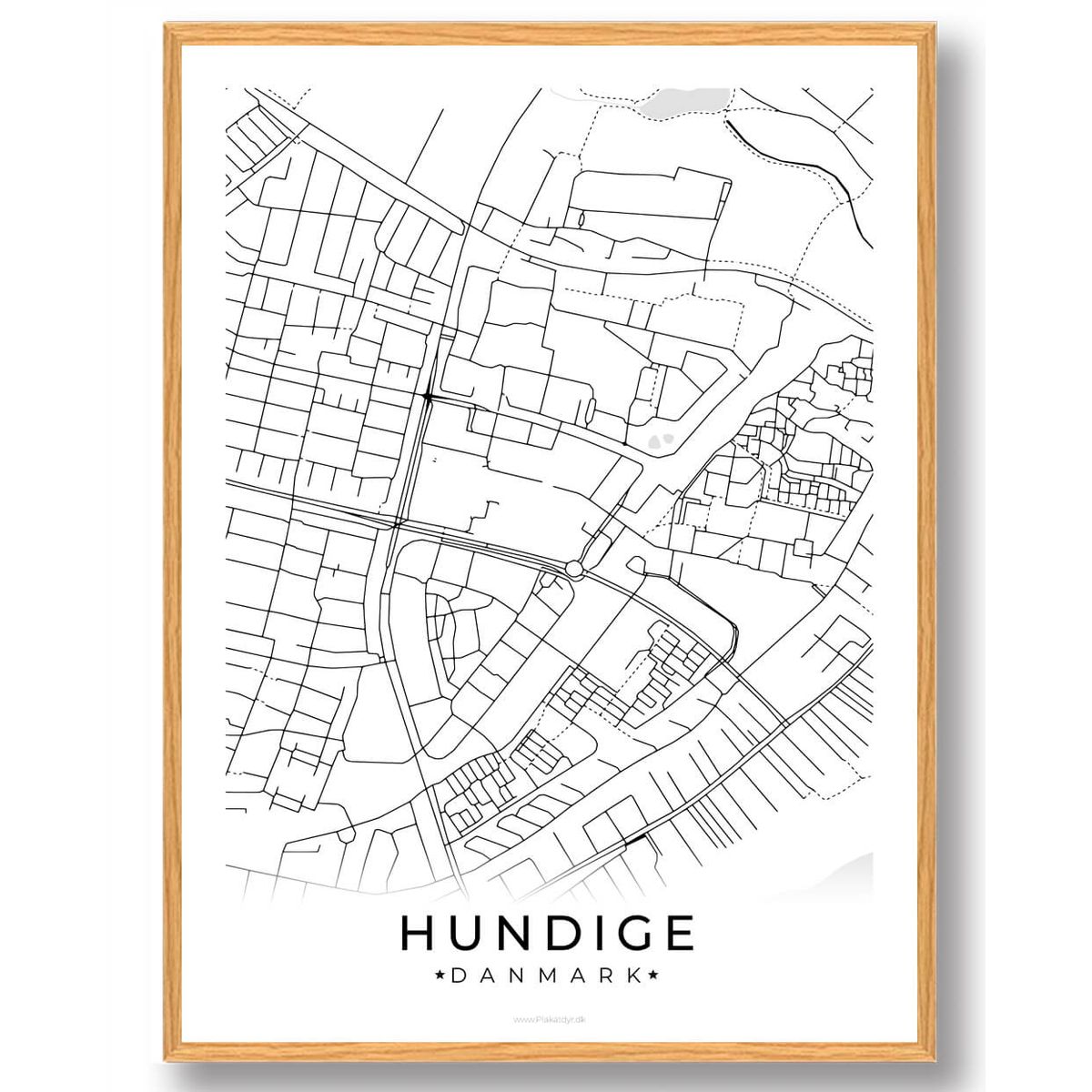 Hundige by plakat - hvid (Størrelse: L - 50x70cm (B2))