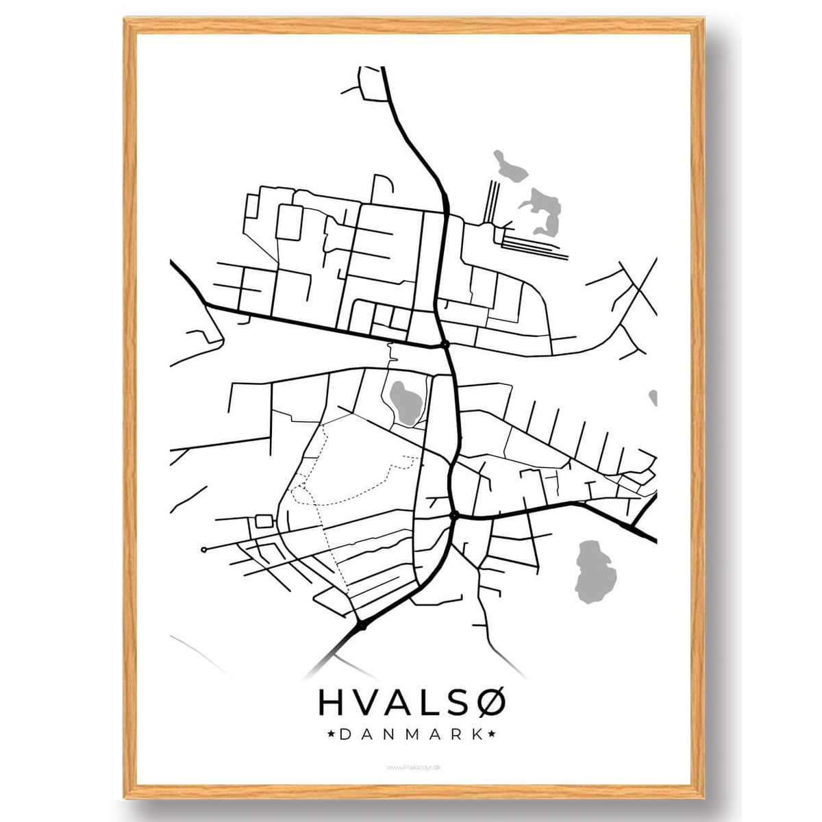 Hvalsø by plakat - hvid (Størrelse: L - 50x70cm (B2))