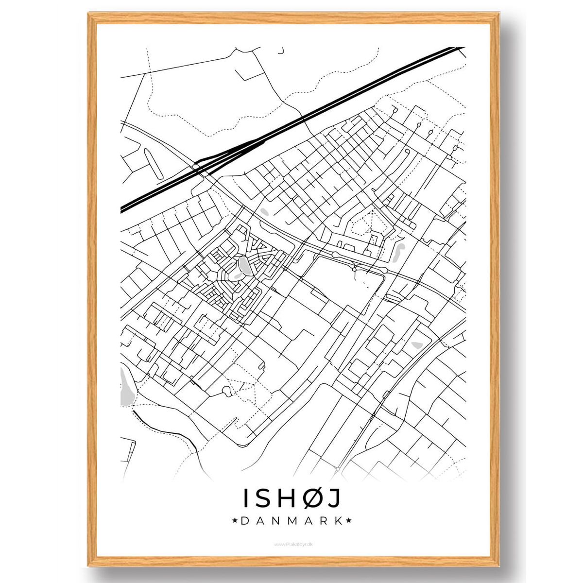 Ishøj by plakat - hvid (Størrelse: L - 50x70cm (B2))