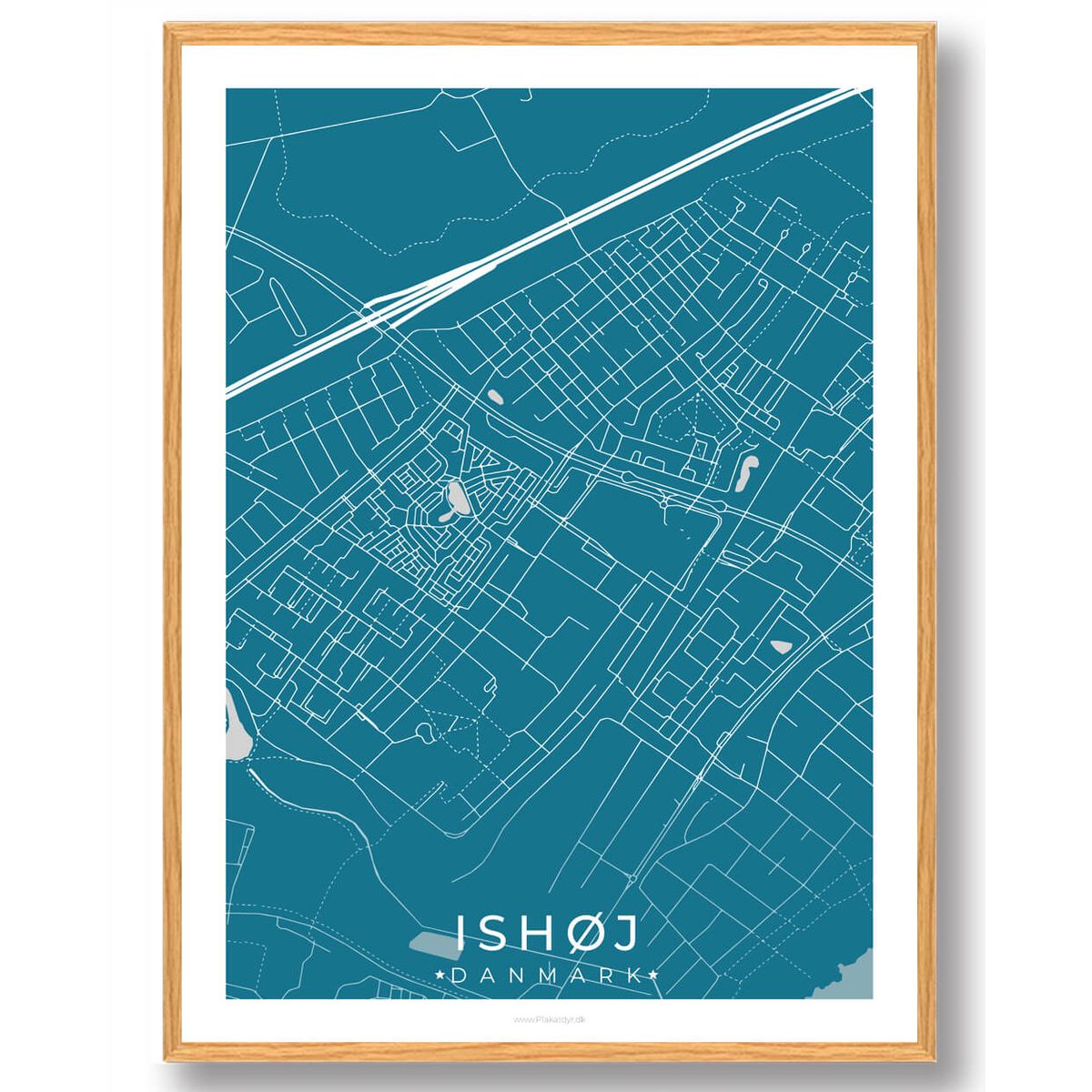 Ishøj by plakat - blå (Størrelse: L - 50x70cm (B2))